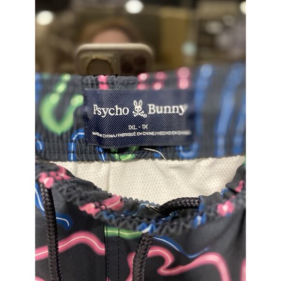 Psycho Bunny Swim Trunks Men's Size 1X-XL Neon Perry Rabbit Shorts Bathing Suit - Picture 2 of 4